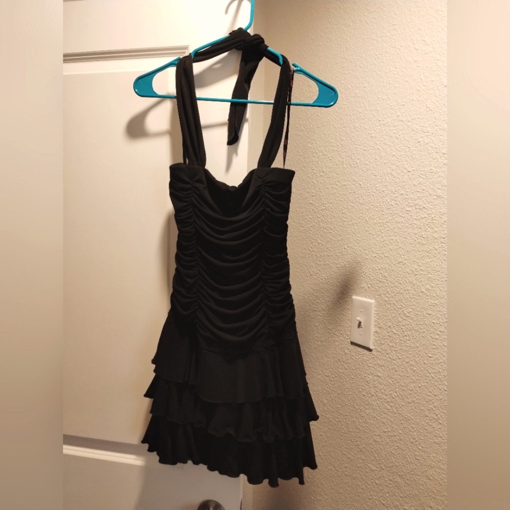 Candies Black ruffle mini dress